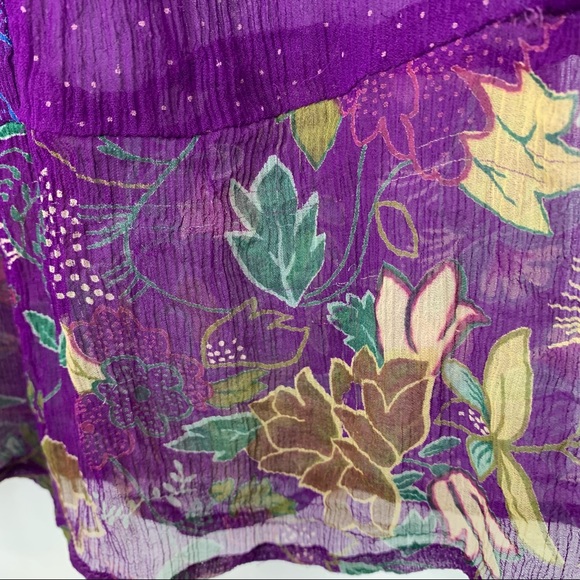 Urban Outfitters Kimchi & Blue Sheer Silk Floral Sleeveless V-Neck Tunic Blouse - Picture 6 of 16